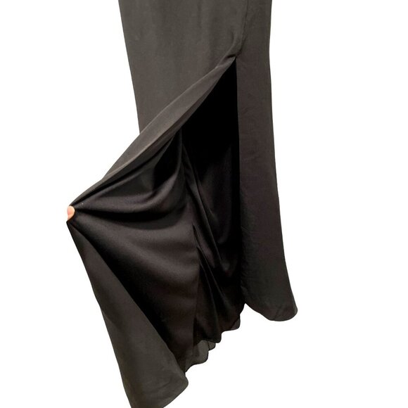 Mac Duggal Size 0 55707 Black One Shoulder Sequin Bow Formal Slit Dress NWT - Picture 6 of 9